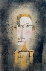 Paul Klee, Portrait of a Yellow Man, 1921 Watercolour, transferred printing ink and ink on paper mounted on cardboard The Metropolitan Museum of Art, New York, 23 1/8 × 16 1/2 in
