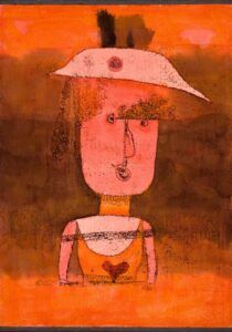 Paul Klee, Portrait of Mrs. P. in the South, 1924 Watercolor and oil transfer drawing on paper, with gouache and ink on paperboard mount, 14 3/4 x 10 3/4 in Peggy Guggenheim Collection, Venice