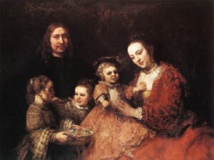 Rembrandt, Portrait of a family, circa 1665-1668 Oil on canvas, 49.6 in x 65.7 in Herzog Anton Ulrich Museum, Braunschweig, Germany