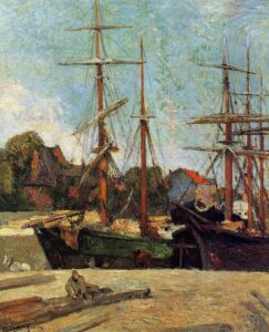 schooner-and-three-masters-paul-gauguin-1886-pont-aven-france Paul Gauguin, Schooner and three masters, 1886 Oil on canvas Private Collection