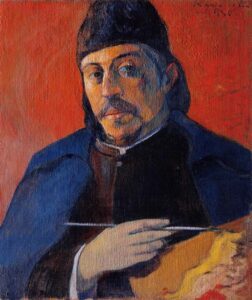 self-portrait-with-palette-1894.jpg!Large Paul Gauguin, Self Portrait with a Palette, 1893-94 Oil on canvas, 36.2 x 28.7 in Private Collection