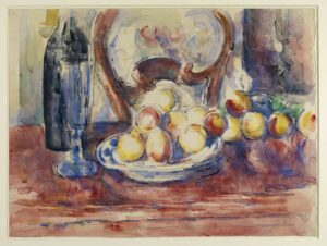 Paul Cézanne, Apples, Bottle and Chairback, c. 1904 - 1906 Pencil and watercolor, 17 1/2 x 23 1/4 in The Courtauld, London