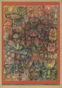 Paul Klee, Strange Garden, 1923 Watercolor on gesso on fabric, bordered with gouache and ink, mounted on cardboard Metropolitan Museum, New York