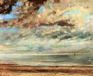 Gustave Courbet, The Beach, Sunset, 1867 Oil on canvas, 21.6 x 25.7 in Private Collection