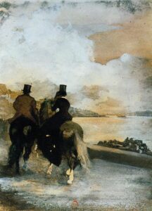Edgar Degas, Two Riders by a Lake, c.1861 Pen and ink Bibliothèque nationale de France (BnF), Paris