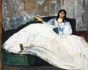 Édouard Manet, Woman with a Fan (Jeanne Duval, Baudelaire's lover), 1862 Oil on canvas, 35.43 in x 44.48 in Museum of Fine Arts, Budapest