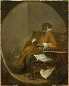 Jean Siméon Chardin, The antiquarian monkey, circa 1740 Oil on canvas, 31.8 x 25.3 in Louvre Museum, Paris