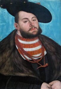 Lucas Cranach the Elder, Portrait of the Elector John Frederic the Magnanimous of Saxony, 1531 Oil on panel, 20 x 14.5 in Louvre Museum, Paris
