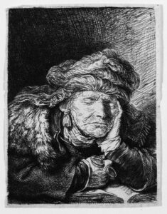 Rembrandt, Old Woman Sleeping, ca. 1635/1637 Etching on laid paper, 2 3/4 x 2 1/8 in Brooklyn Museum, New York