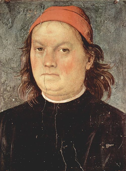 Pietro Perugino, Self-Portrait, 1497–1500 Fresco, 15.7 × 12 in Collegio del Cambio, Perugia