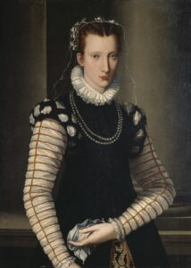 Alessandro Allori, Portrait of a Lady in Black and White, about 1590-1599 Oil on poplar panel, 38 3/4 x 27 11/16 in Isabella Stewart Gardner Museum, Boston
