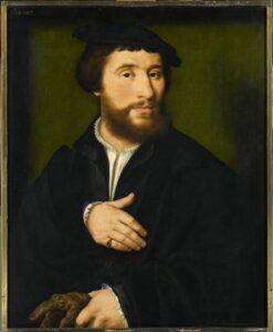 Joos van Cleve, Portrait of an Unknown Man, circa 1530 Oil on panel, 24.8 x 20.8 in Louvre Museum, Paris