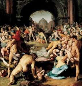 Cornelis van Haarlem, The Massacre of the Innocents Part of Draper's altar, 1591 Oil on canvas, 105.5 x 101.1 in Frans Hals Museum, Haarlem, Netherlands