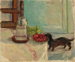 Pierre Bonnard, Still Life with Dog, c. 1912 Oil on canvas, 20 1/4 × 24 1/2 in National Gallery of Art, Washington, DC