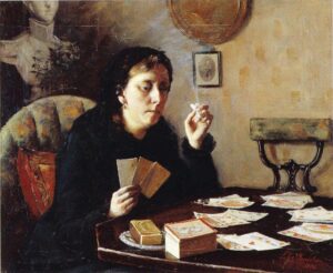 Elin Danielson-Gambogi, Aunt Balda's Pastime, 1886 Oil on Canvas, 17.3 in x 20.8 in Private Collection