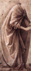 Domenico Ghirlandaio, Study of Garments Brush drawing on paper, 11.41 in x 5.11 in Uffizi Gallery, Florence