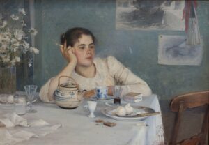 Elin Danielson-Gambogi, After Breakfast, 1890 Oil on canvas, 26.3 in x 37 in Private Collection