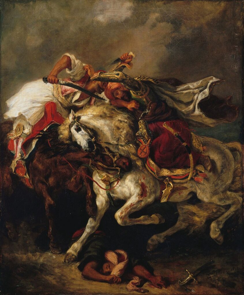 Eugène Delacroix, Combat of the Giaour and the Pasha, 1835 Oil on canvas, 28.7 in x 24 in Petit Palais (Musée des Beaux-Arts de la ville de Paris)