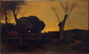 George Inness, Evening at Medfield, Massachusetts, 1875 Oil on canvas, 38 x 63 1/8 in Metropolitan Museum of Art, New York