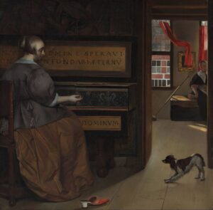 Gabriel Metsu, Lady at a Virginal, between circa 1660 and circa 1667 Oil on canvas, 32.4 in x 33.4 in Museum Boijmans Van Beuningen, Rotterdam
