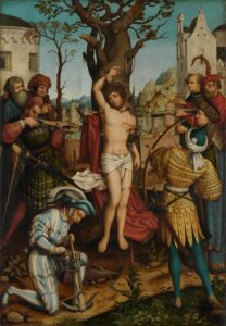 Hans Holbein the Elder, Martyrdom of Saint Sebastian, 1516 Oil on linden-wood, 60.2 x 42.1 in Alte Pinakothek, Munich