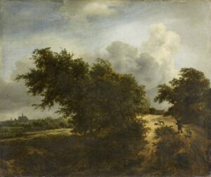 Jacob van Ruisdael, Dune Landscape near Haarlem, 1649 Oil on canvas, 26.7 x 32.2 in Louvre Museum, Paris