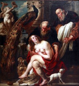 Jacob Jordaens, Suzanna and the Elders, 17th century Oil on canvas, 74.4 in x 69.4 in Royal Museums of Fine Arts of Belgium, Brussels