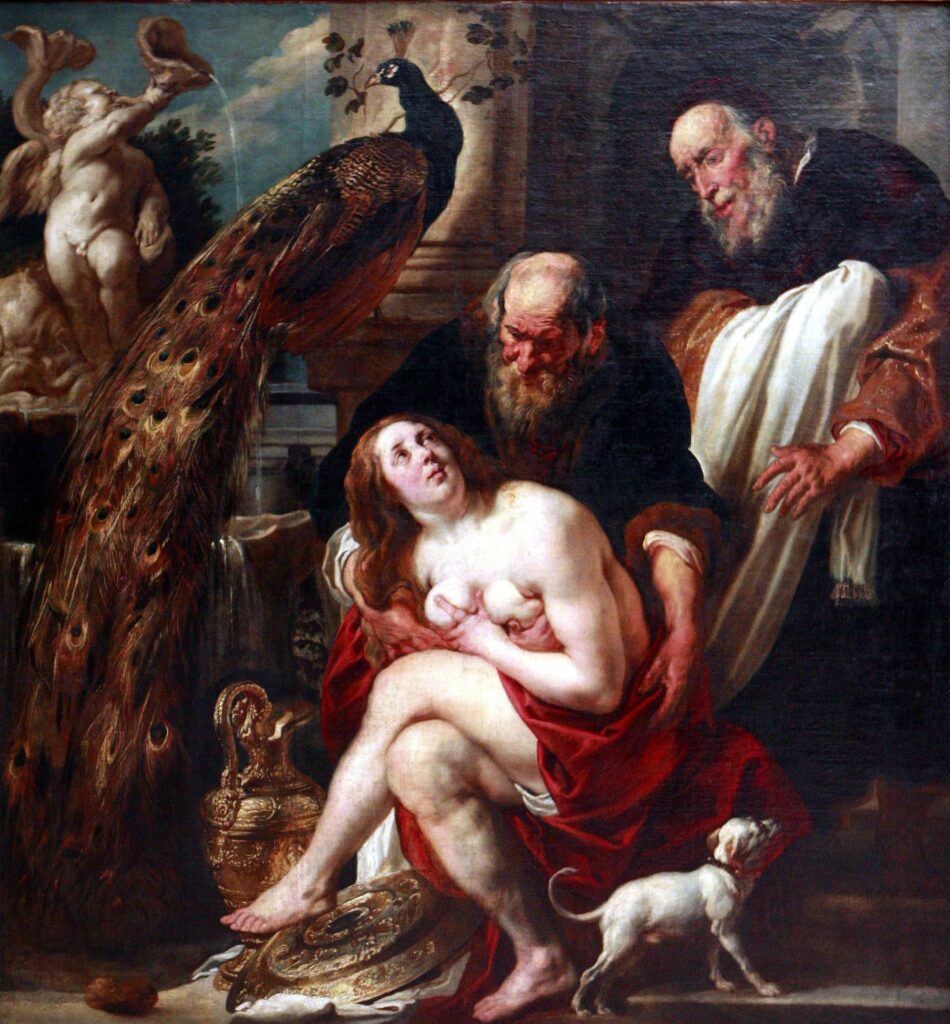 Jacob Jordaens, Suzanna and the Elders, 17th century Oil on canvas, 74.4 in x 69.4 in Royal Museums of Fine Arts of Belgium, Brussels