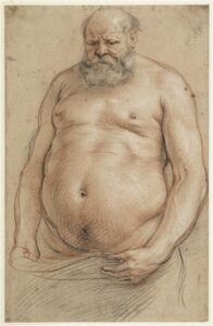 Jacob Jordaens, Naked Old Man, Standing, between 1600 and 1640 Drawing, 11.81 in x 7.87 in Louvre Museum, Paris