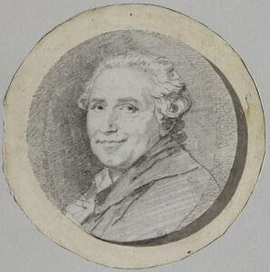 Jean-Honoré Fragonard, Self-portrait with Smiling Face, circa 1800 Gray wash and black chalk, 4.96 in x 3.97 in Louvre Museum, Paris