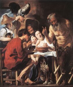 Jacob Jordaens, The Satyr and the Peasant Edit, second half of 17th century Oil on canvas, 74.2 in x 66.1 in Royal Museums of Fine Arts of Belgium, Brussels