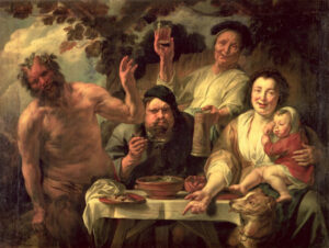 Jacob Jordaens, The Laughing Satyr and the Peasant, circa 1645 Oil on canvas, 51.1 in x 67.7 in Royal Museums of Fine Arts of Belgium, Brussels