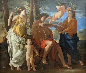 Nicolas Poussin, The Inspiration of the Poet, circa 1629 and circa 1630 Oil on canvas, 71.8 x 83.8 in Louvre Museum, Paris