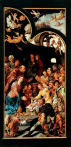 Martin van Heemskerck, The Adoration of the Shepherds, Part of Draper's altar, between c 1546 and c 1547 Oil on panel, 102.3 in x 48.2 in Frans Hals Museum, Haarlem, Netherlands