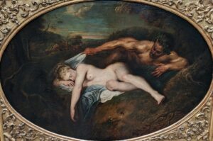 Jean-Antoine Watteau, Nymph and Satyr/Jupiter and Antiope, 1716 Oil on canvas, 28.9 x 42.3 in Louvre Museum, Paris