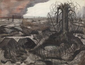 Paul Nash, Wire, 1918-1919 Watercolour, chalk, and ink on paper, 17.2 x 25 in Imperial War Museum, London