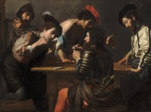Valentin de Boulogne, Soldiers Playing Cards and Dice (The Cheats), 1618-20 Oil on canvas, 47.6 x 59.8 in National Gallery of Art, Washington, DC