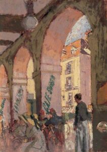 Walter Richard Sickert, The Cafe Suisse, or Cafe des Arcades, Dieppe Oil on canvas, 21 x 15 in Leeds Museum, UK