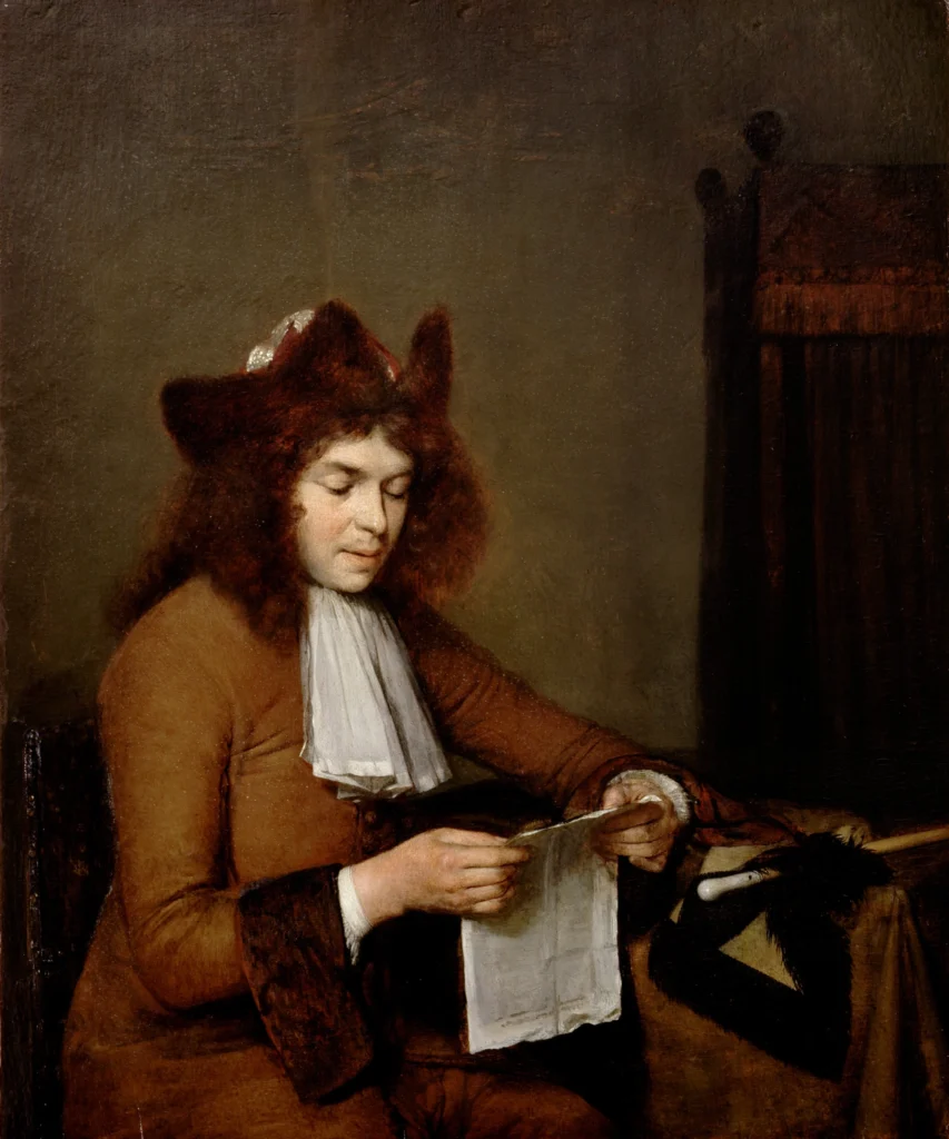 Gerard ter Borch, Young Man Reading, ca. 1680 Oil on oak panel, 15 7/8 × 13 1/2 in Detroit Institute of Arts