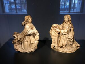 Tilman Riemenschneider, Two Figures from an Annunciation, c. 1485 - c. 1487 Alabaster, 16 x 16 in Rijksmuseum, Amsterdam