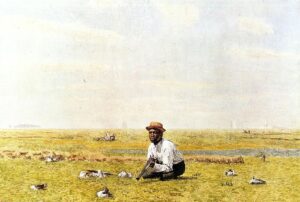 Thomas Eakins, Whistling for Plover, 1874 Watercolor on paper, 16.7 x 11.2 in Brooklyn Museum, New York