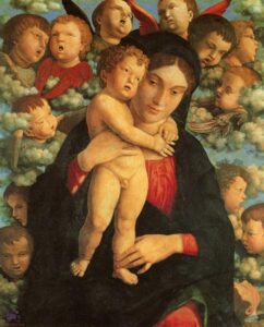 Andrea Mantegna, Madonna and Child with Cherubs, 1480 - 1490 Oil on canvas, 27.6 x 34.6 in Palazzo Brera, Milan