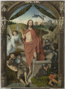 Hans Memling, Triptych of the Resurrection, center panel c.1485 - 1490 Oil on panel, 24 x 17.6 in Louvre, Paris