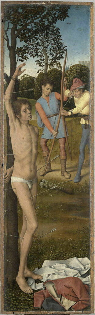 Hans Memling, Triptych of the Resurrection, left panel c.1485 - 1490 Oil on panel, 24 x 7.5 in Louvre, Paris