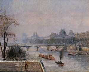 Camille Pissarro, The Louvre, Morning, Snow Effect, 1903 Oil on canvas, 18.1 x 21.7 Private Collection