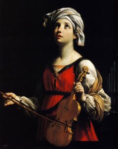 Guido Reni, St Cecilia, 1606 Oil on canvas, 37.8 x 29.9 in Norton Simon Museum, Pasadena, California