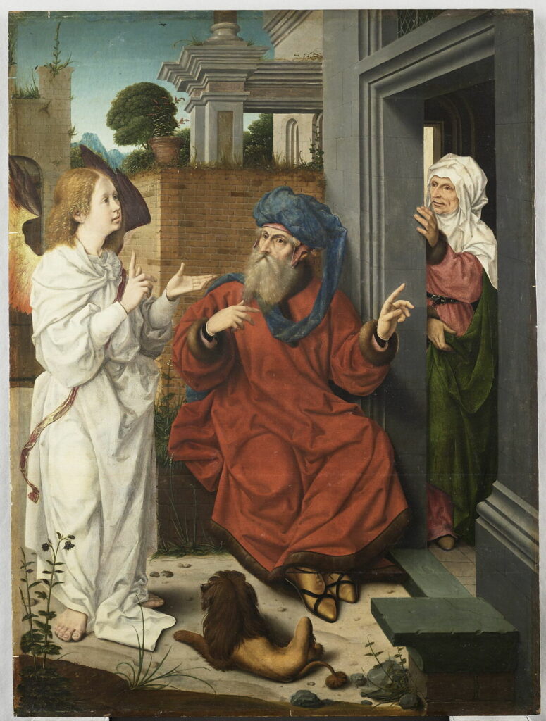 Jan Provost, The Angel Announcing to Abraham the Birth of a Son, 16th century Oil on wood, 28 x 22.8 in Louvre, Paris