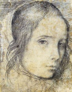 Diego Velázquez, Head of a Girl, c. 1618 Chalk drawing, 5.9 x 4.6 in Biblioteca Nacional, Madrid