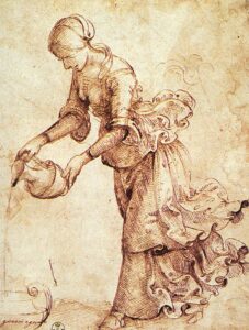 Domenico Ghirlandaio,Study, c. 1486 Pen and ink on white paper, 8.6 x 6.6 in Galleria degli Uffizi, Florence