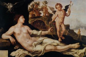 Martin van Heemskerck, Venus and Cupid, 1545 Oil on wood, 42.5 x 62.2 in Wallraf-Richartz-Museum, Cologne